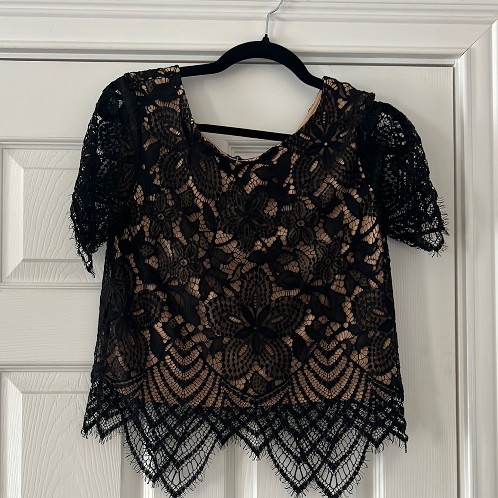 Express Black Asymmetrical Embellished Blouse